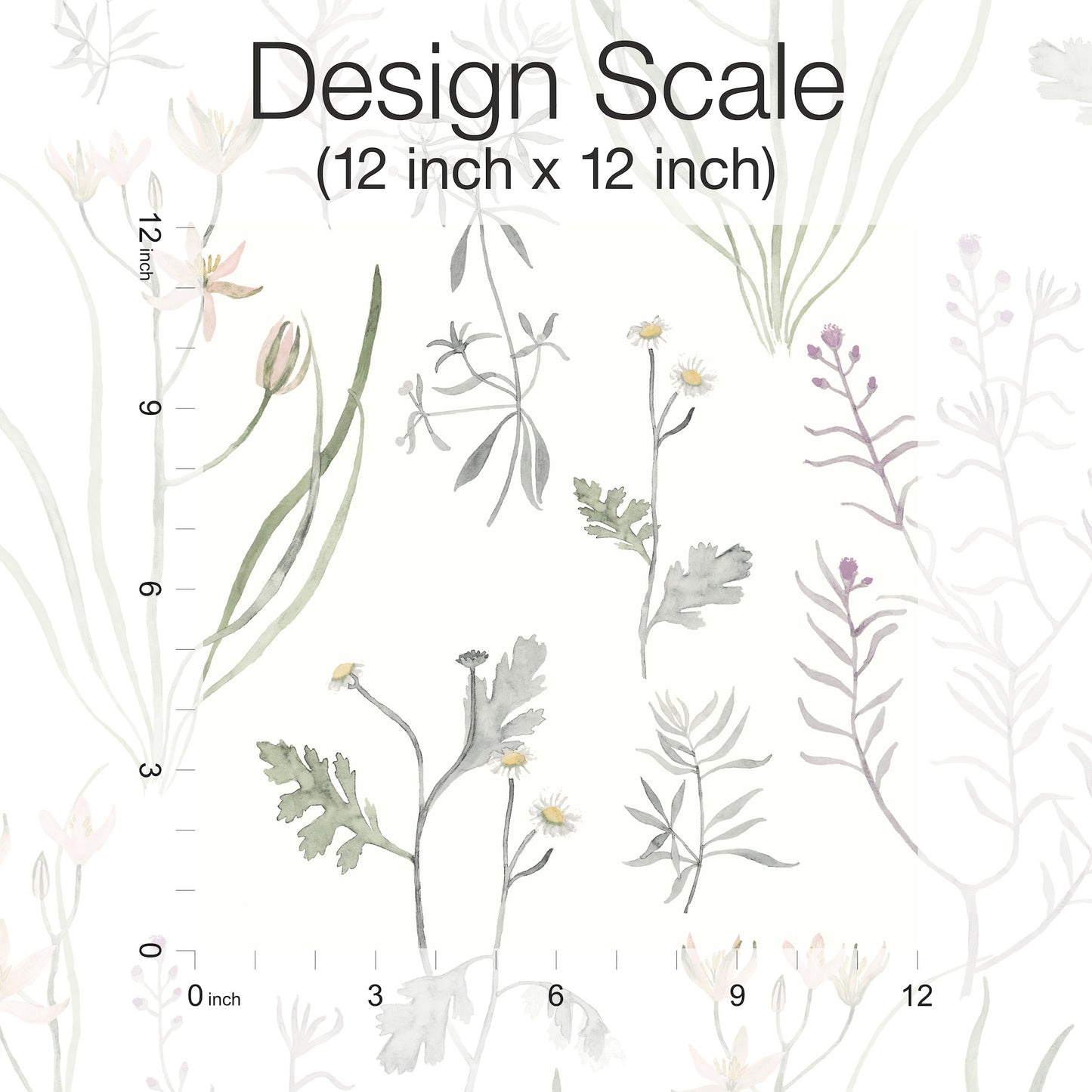 York Wallcoverings Watercolor Botanicals Alpine Botanical Lavender Peel and Stick Wallpaper  Botanical Purples  Wallpaper - PSW1521RL