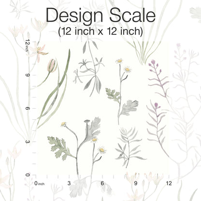 York Wallcoverings Watercolor Botanicals Alpine Botanical Lavender Peel and Stick Wallpaper  Botanical Purples  Wallpaper - PSW1521RL