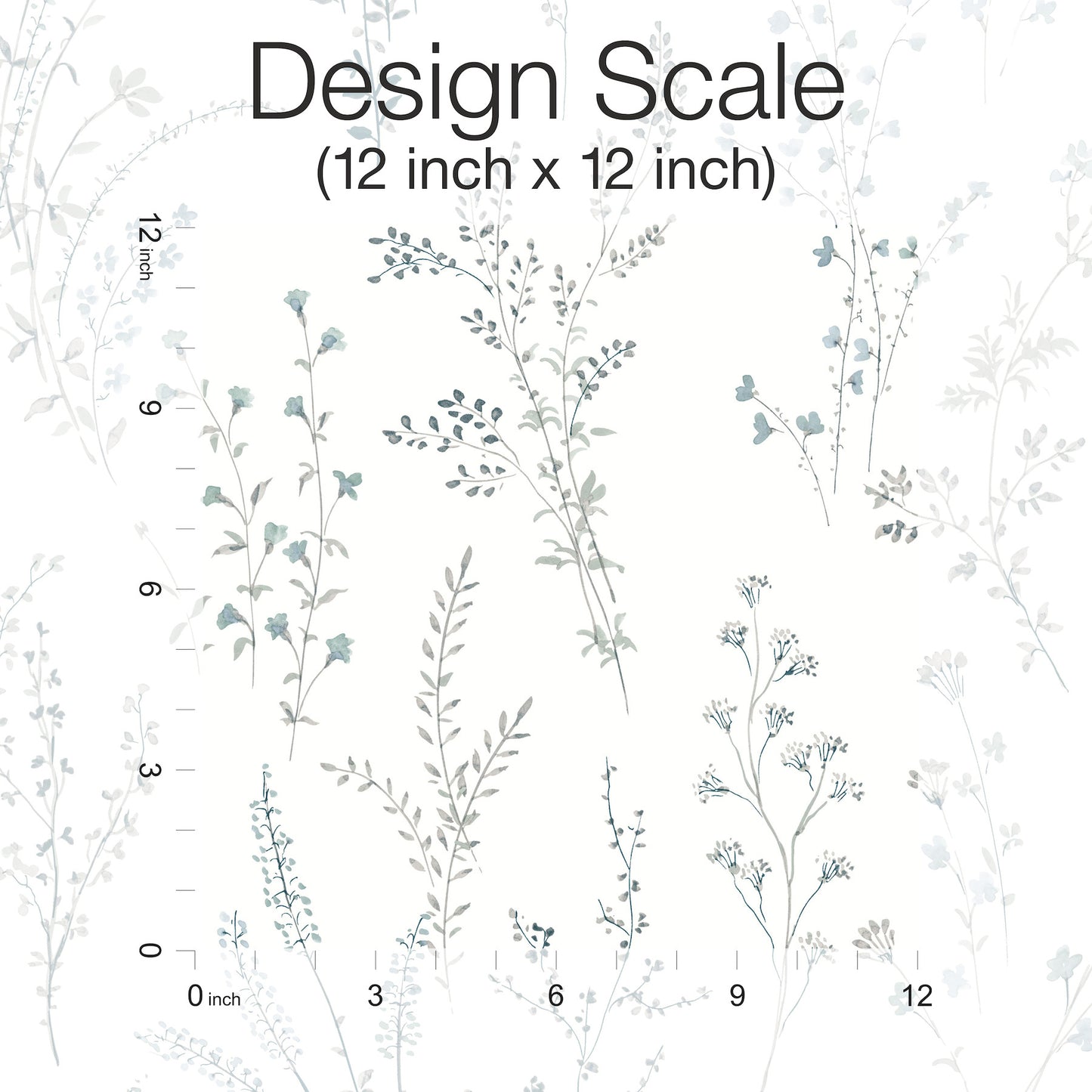 York Wallcoverings Watercolor Botanicals Wildflower Sprigs Blue and Green Peel and Stick Wallpaper  Botanical Blues  Wallpaper - PSW1523RL