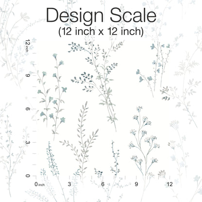 York Wallcoverings Watercolor Botanicals Wildflower Sprigs Blue and Green Peel and Stick Wallpaper  Botanical Blues  Wallpaper - PSW1523RL