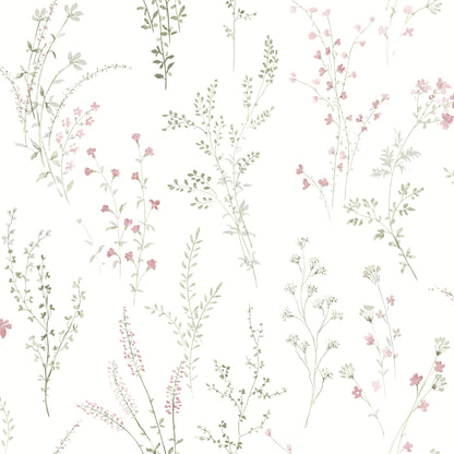 York Wallcoverings Watercolor Botanicals Wildflower Sprigs Multicolor Peel and Stick Wallpaper  Botanical Pinks  Wallpaper - PSW1524RL
