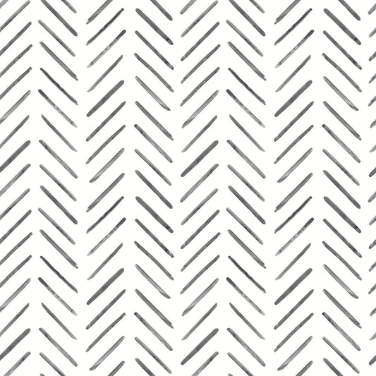 York Wallcoverings Watercolor Botanicals Painted Herringbone Black Peel and Stick Wallpaper  Chevron and Houndstooth Blacks  Wallpaper - PSW1525RL