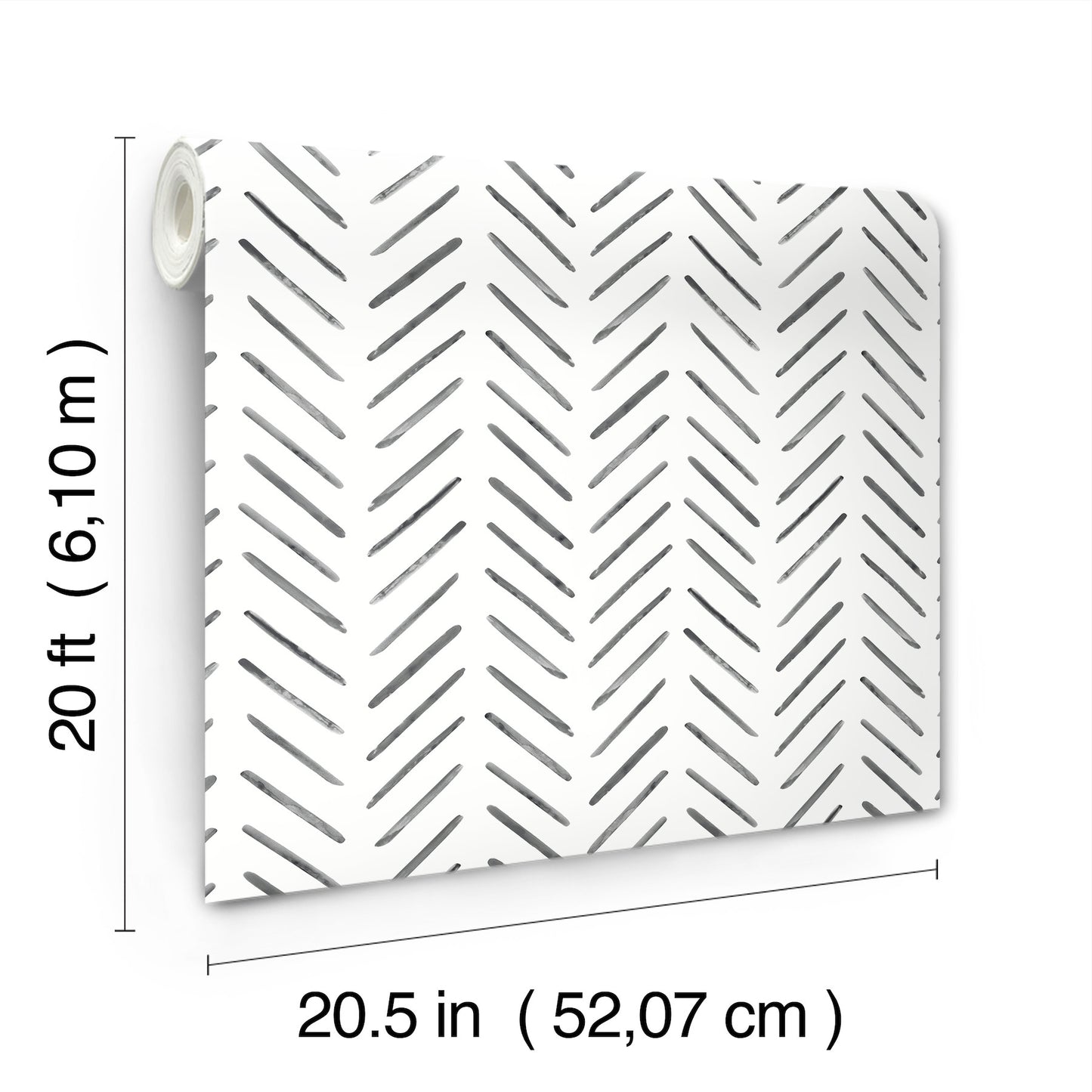 York Wallcoverings Watercolor Botanicals Painted Herringbone Black Peel and Stick Wallpaper  Chevron and Houndstooth Blacks  Wallpaper - PSW1525RL