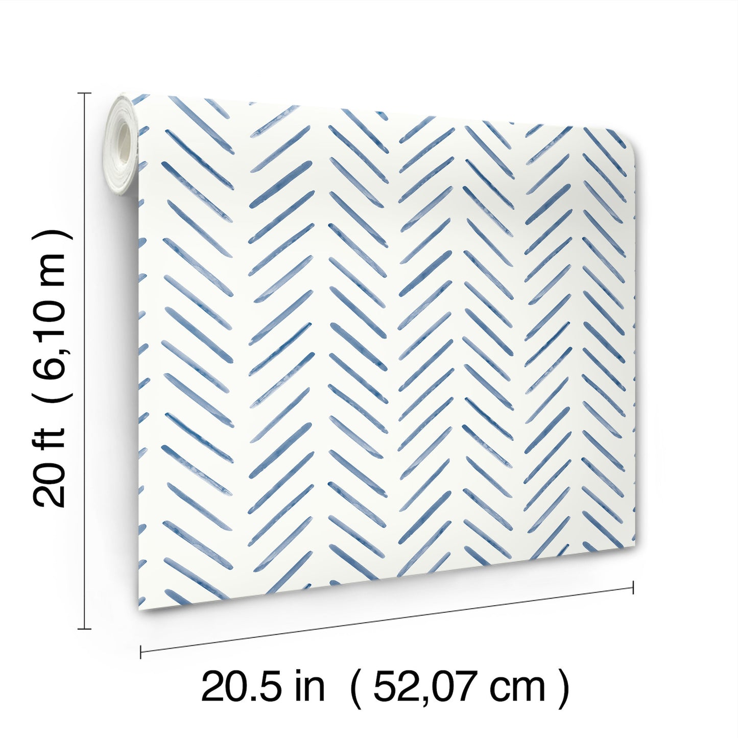 York Wallcoverings Watercolor Botanicals Painted Herringbone Navy Peel and Stick Wallpaper  Chevron and Houndstooth Blues  Wallpaper - PSW1526RL