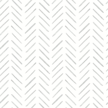 York Wallcoverings Watercolor Botanicals Painted Herringbone Fog Peel and Stick Wallpaper  Chevron and Houndstooth Greys  Wallpaper - PSW1527RL