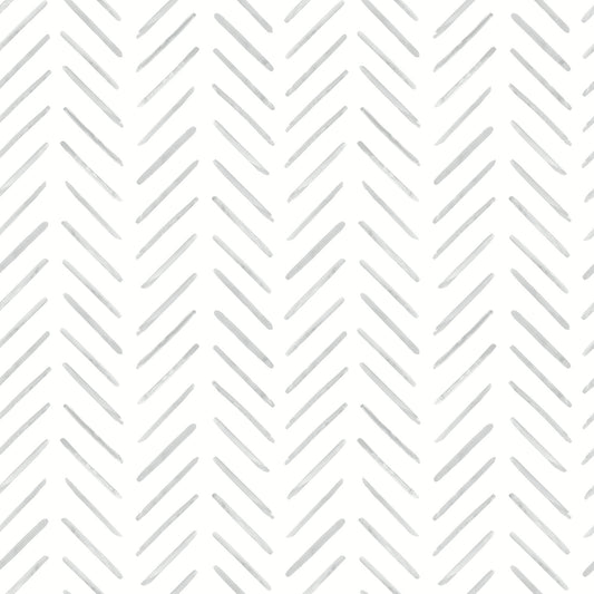 York Wallcoverings Watercolor Botanicals Painted Herringbone Fog Peel and Stick Wallpaper  Chevron and Houndstooth Greys  Wallpaper - PSW1527RL