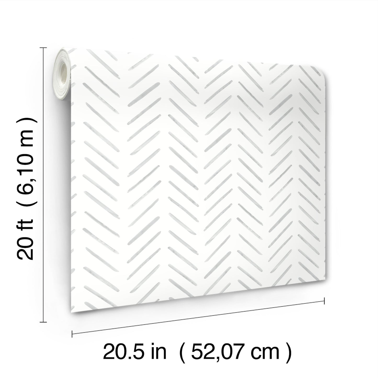 York Wallcoverings Watercolor Botanicals Painted Herringbone Fog Peel and Stick Wallpaper  Chevron and Houndstooth Greys  Wallpaper - PSW1527RL