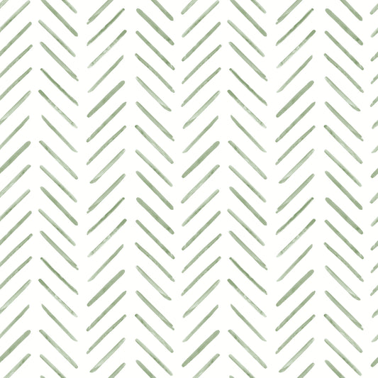 York Wallcoverings Watercolor Botanicals Painted Herringbone Fern Peel and Stick Wallpaper  Chevron and Houndstooth Greens  Wallpaper - PSW1528RL
