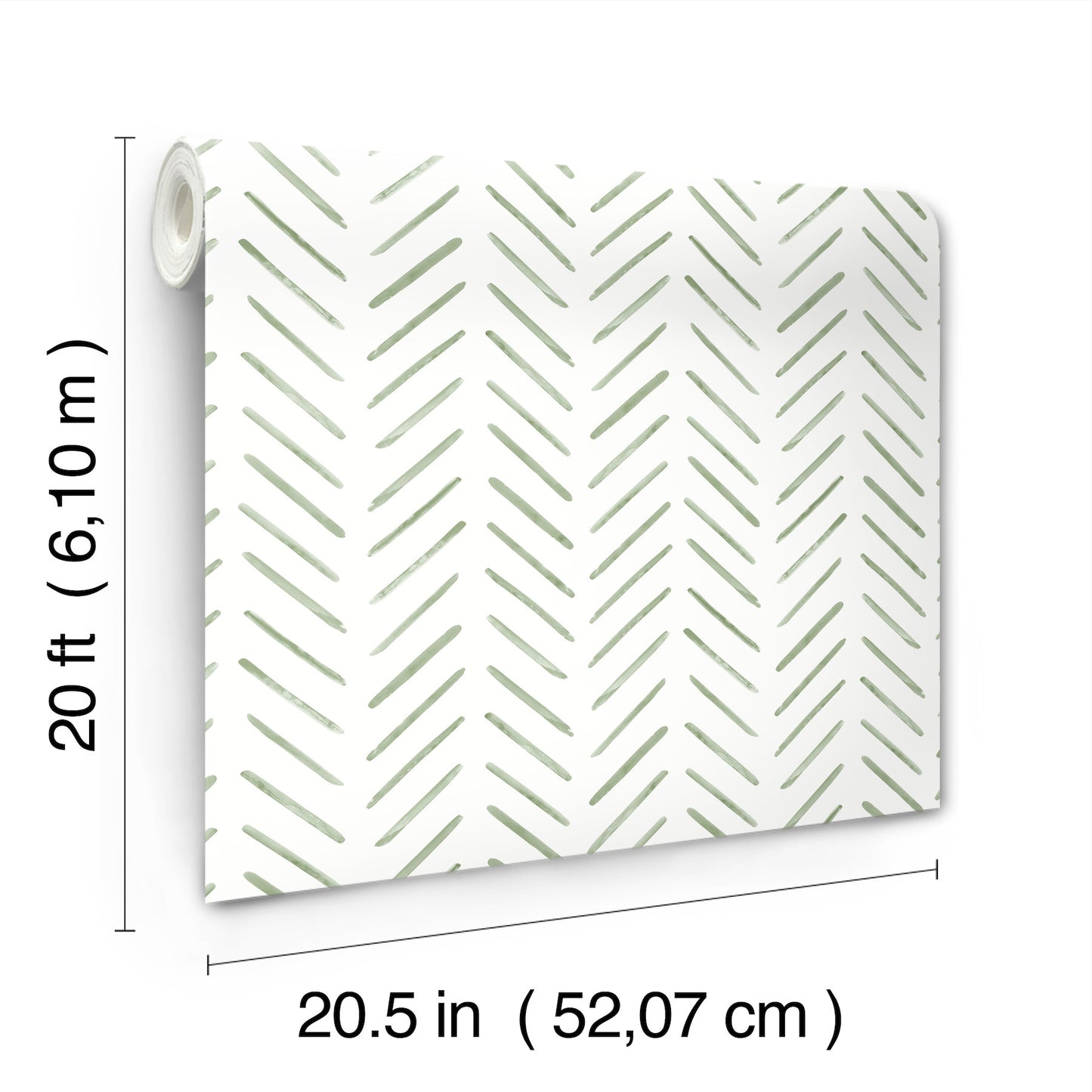 York Wallcoverings Watercolor Botanicals Painted Herringbone Fern Peel and Stick Wallpaper  Chevron and Houndstooth Greens  Wallpaper - PSW1528RL