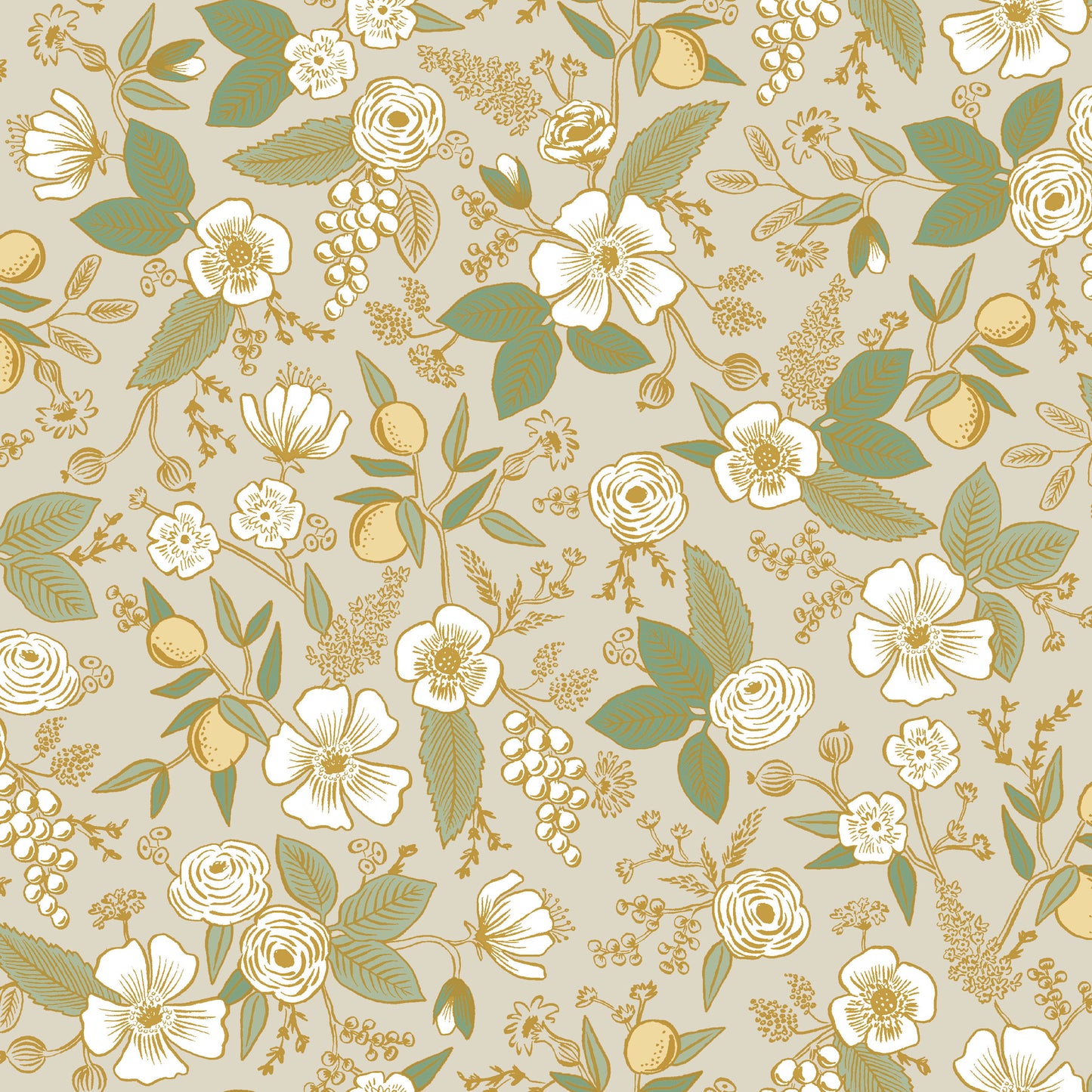 York Wallcoverings Peel and Stick Rifle Paper 3 Colette Linen Peel and Stick Wallpaper Whimsical Florals and Flowers Beiges  Wallpaper - PSW1532RL