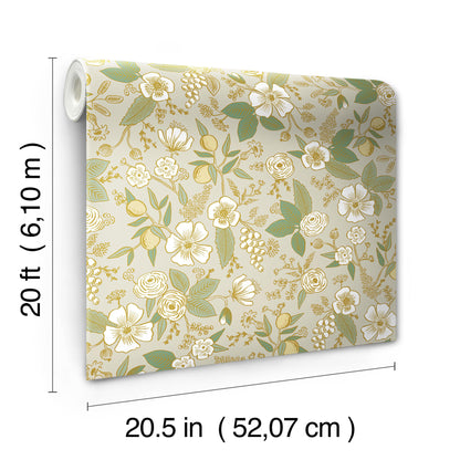 York Wallcoverings Peel and Stick Rifle Paper 3 Colette Linen Peel and Stick Wallpaper Whimsical Florals and Flowers Beiges  Wallpaper - PSW1532RL