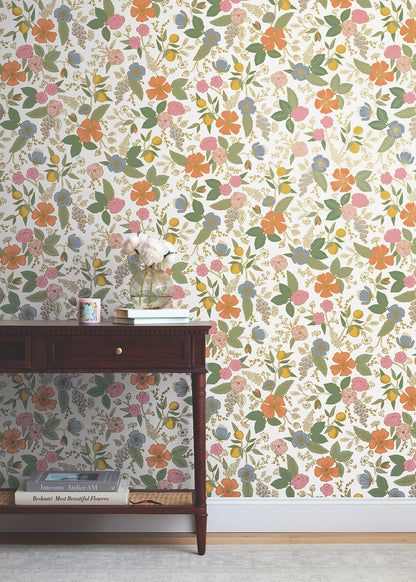 York Wallcoverings Peel and Stick Rifle Paper 3 Colette Rose Multicolor Peel and Stick Wallpaper Whimsical Florals and Flowers Pinks  Wallpaper - PSW1533RL