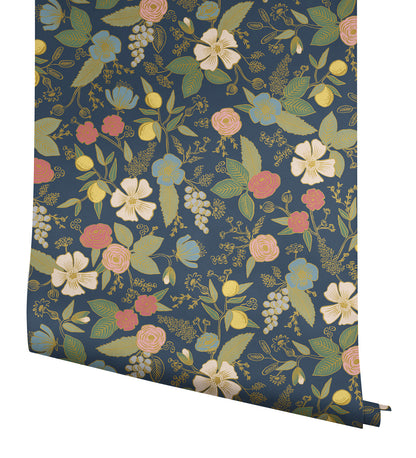 York Wallcoverings Simply Candice PSWP Colette Navy Peel and Stick Wallpaper Whimsical Florals and Flowers Blues  Wallpaper - PSW1534RL