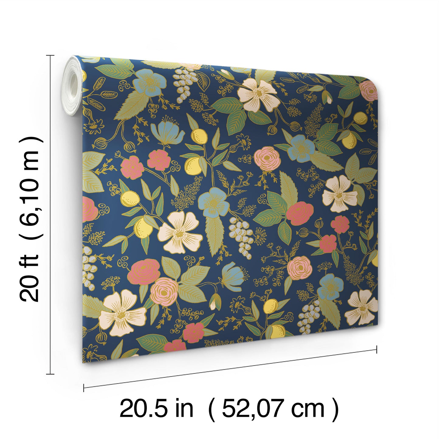 York Wallcoverings Simply Candice PSWP Colette Navy Peel and Stick Wallpaper Whimsical Florals and Flowers Blues  Wallpaper - PSW1534RL