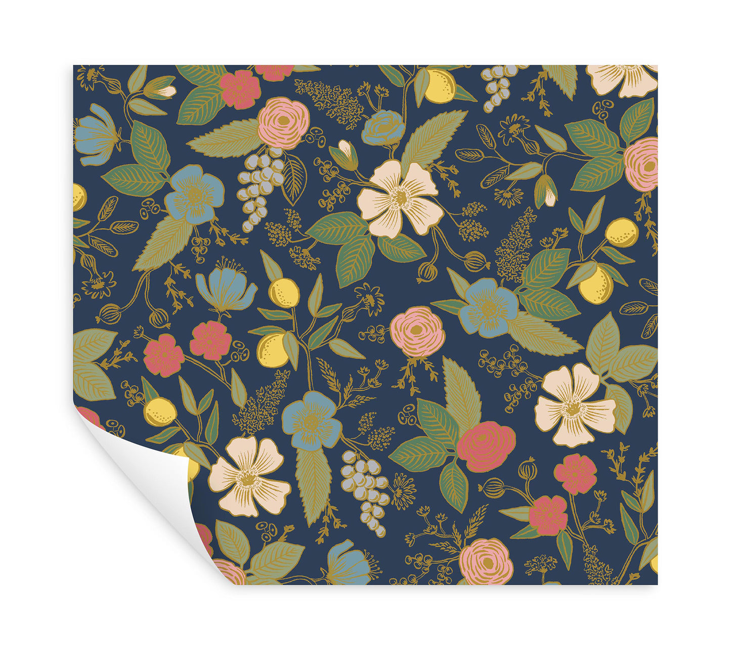 York Wallcoverings Simply Candice PSWP Colette Navy Peel and Stick Wallpaper Whimsical Florals and Flowers Blues  Wallpaper - PSW1534RL