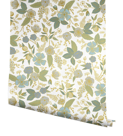 York Wallcoverings Simply Candice PSWP Colette Blue Multicolor Peel and Stick Wallpaper Whimsical Florals and Flowers Blues  Wallpaper - PSW1535RL