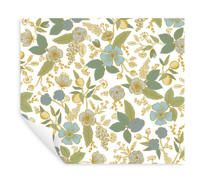 York Wallcoverings Simply Candice PSWP Colette Blue Multicolor Peel and Stick Wallpaper Whimsical Florals and Flowers Blues  Wallpaper - PSW1535RL