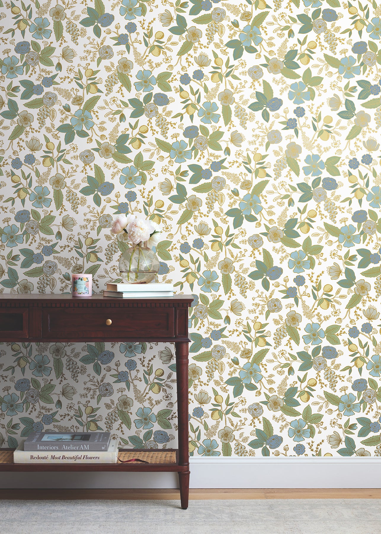 York Wallcoverings Simply Candice PSWP Colette Blue Multicolor Peel and Stick Wallpaper Whimsical Florals and Flowers Blues  Wallpaper - PSW1535RL
