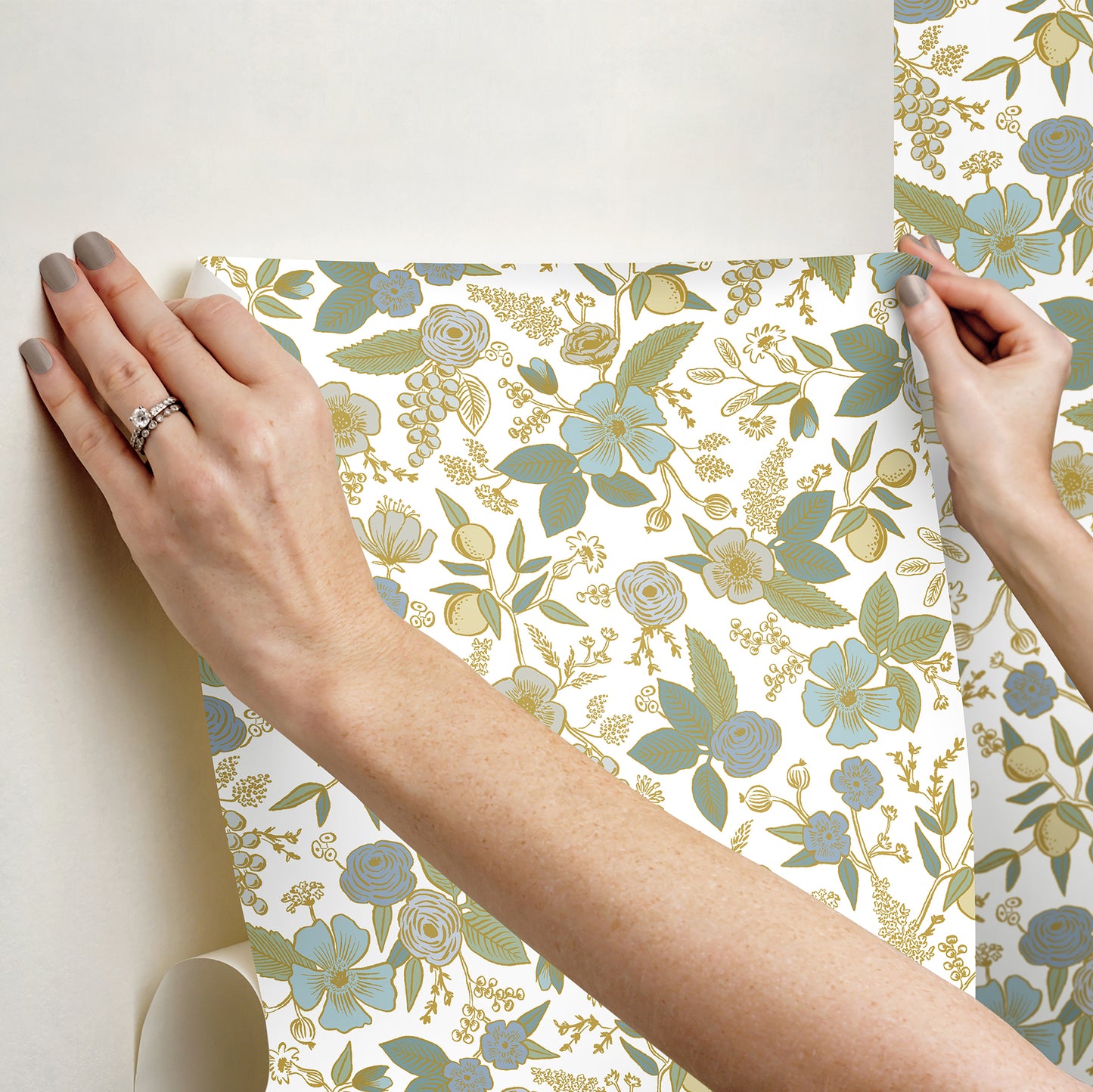 York Wallcoverings Simply Candice PSWP Colette Blue Multicolor Peel and Stick Wallpaper Whimsical Florals and Flowers Blues  Wallpaper - PSW1535RL