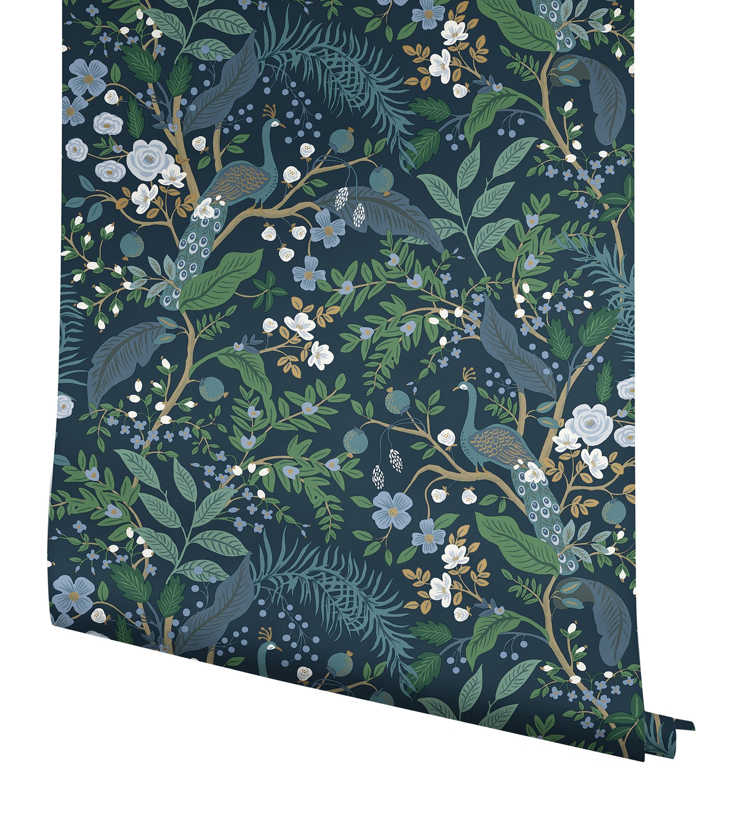 York Wallcoverings Peel and Stick Rifle Paper 3 Peacock Garden Navy Peel and Stick Wallpaper Whimsical Animals and Insects Blues  Wallpaper - PSW1536RL