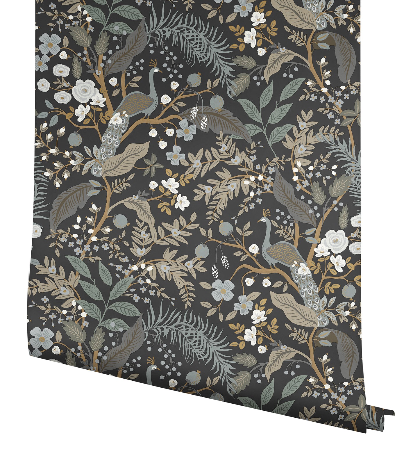 York Wallcoverings Peel and Stick Rifle Paper 3 Peacock Garden Black Peel and Stick Wallpaper Whimsical Animals and Insects Blacks  Wallpaper - PSW1537RL