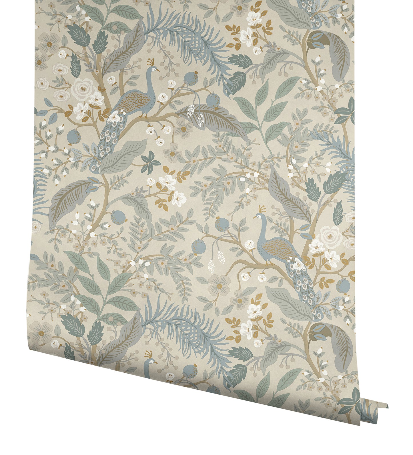 York Wallcoverings Peel and Stick Rifle Paper 3 Peacock Garden Linen Peel and Stick Wallpaper Whimsical Animals and Insects Beiges  Wallpaper - PSW1538RL