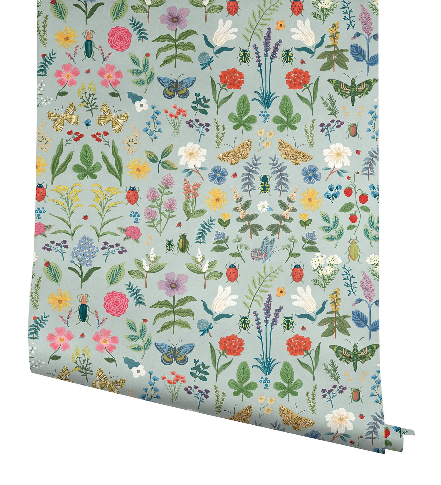 York Wallcoverings Peel and Stick Rifle Paper 3 Curio Mint Peel and Stick Wallpaper Whimsical Animals and Insects Blues  Wallpaper - PSW1540RL