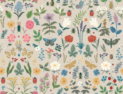 York Wallcoverings Peel and Stick Rifle Paper 3 Curio Linen Peel and Stick Wallpaper Whimsical Animals and Insects Beiges  Wallpaper - PSW1541RL