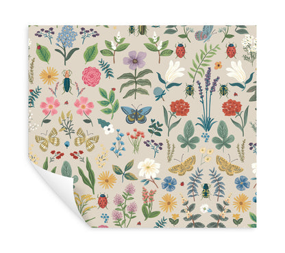 York Wallcoverings Peel and Stick Rifle Paper 3 Curio Linen Peel and Stick Wallpaper Whimsical Animals and Insects Beiges  Wallpaper - PSW1541RL