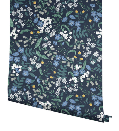York Wallcoverings Peel and Stick Rifle Paper 3 Sweetbrier Navy Peel and Stick Wallpaper Whimsical Florals and Flowers Blues  Wallpaper - PSW1544RL