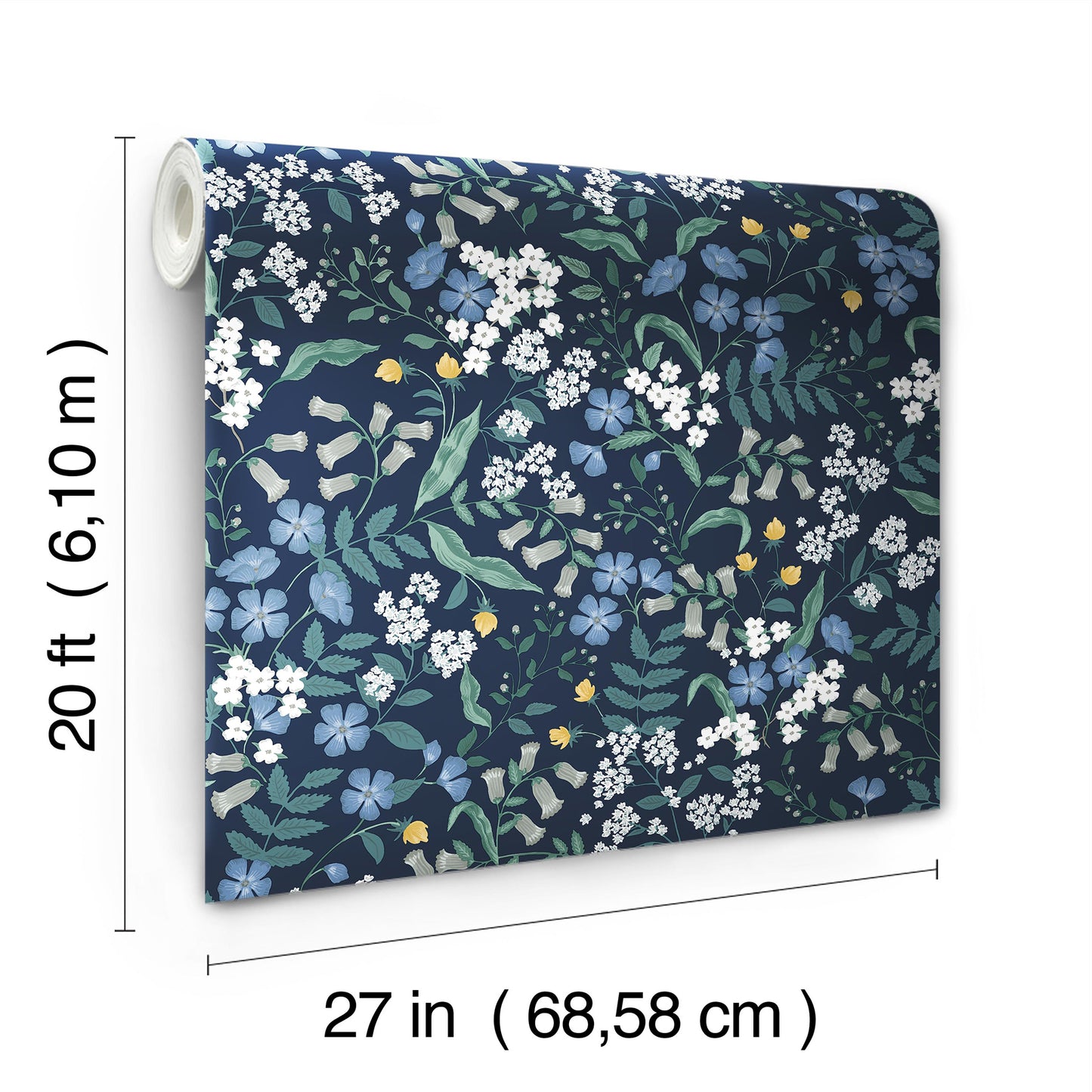 York Wallcoverings Peel and Stick Rifle Paper 3 Sweetbrier Navy Peel and Stick Wallpaper Whimsical Florals and Flowers Blues  Wallpaper - PSW1544RL