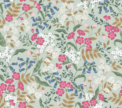 York Wallcoverings Peel and Stick Rifle Paper 3 Sweetbrier Mint Peel and Stick Wallpaper Whimsical Florals and Flowers Greens  Wallpaper - PSW1545RL