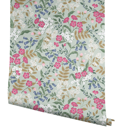 York Wallcoverings Peel and Stick Rifle Paper 3 Sweetbrier Mint Peel and Stick Wallpaper Whimsical Florals and Flowers Greens  Wallpaper - PSW1545RL