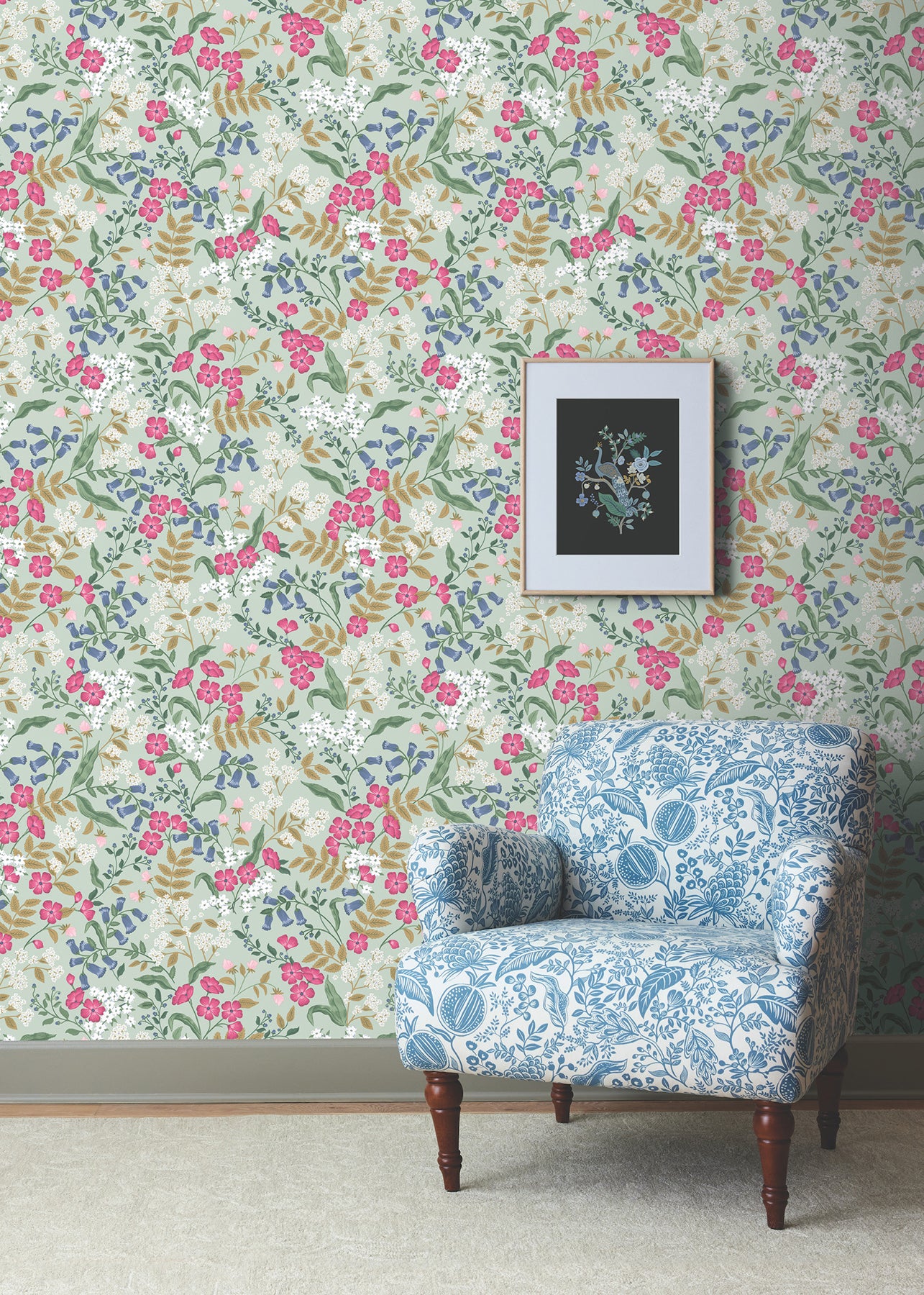 York Wallcoverings Peel and Stick Rifle Paper 3 Sweetbrier Mint Peel and Stick Wallpaper Whimsical Florals and Flowers Greens  Wallpaper - PSW1545RL