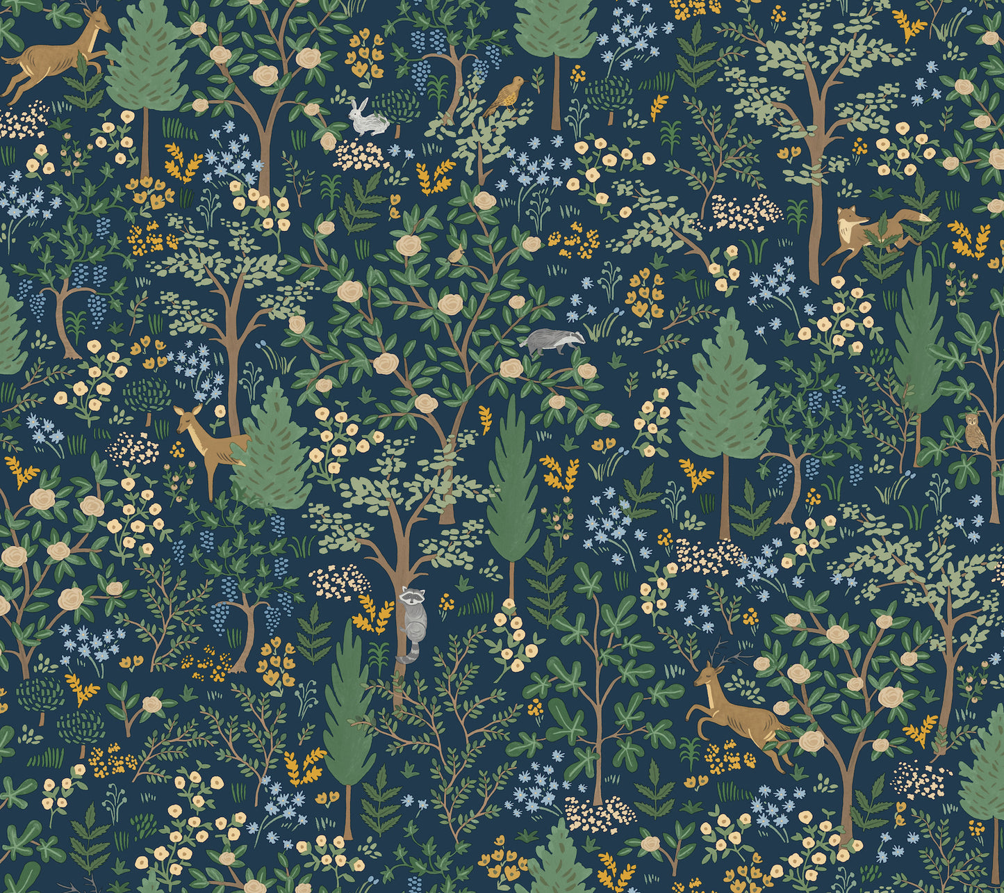York Wallcoverings Peel and Stick Rifle Paper 3 Woodland Navy Peel and Stick Wallpaper Whimsical Animals and Insects Blues  Wallpaper - PSW1547RL