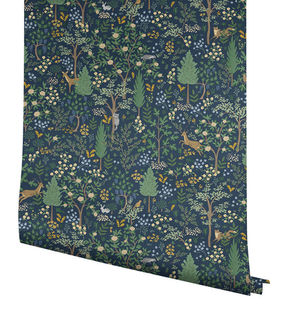 York Wallcoverings Peel and Stick Rifle Paper 3 Woodland Navy Peel and Stick Wallpaper Whimsical Animals and Insects Blues  Wallpaper - PSW1547RL