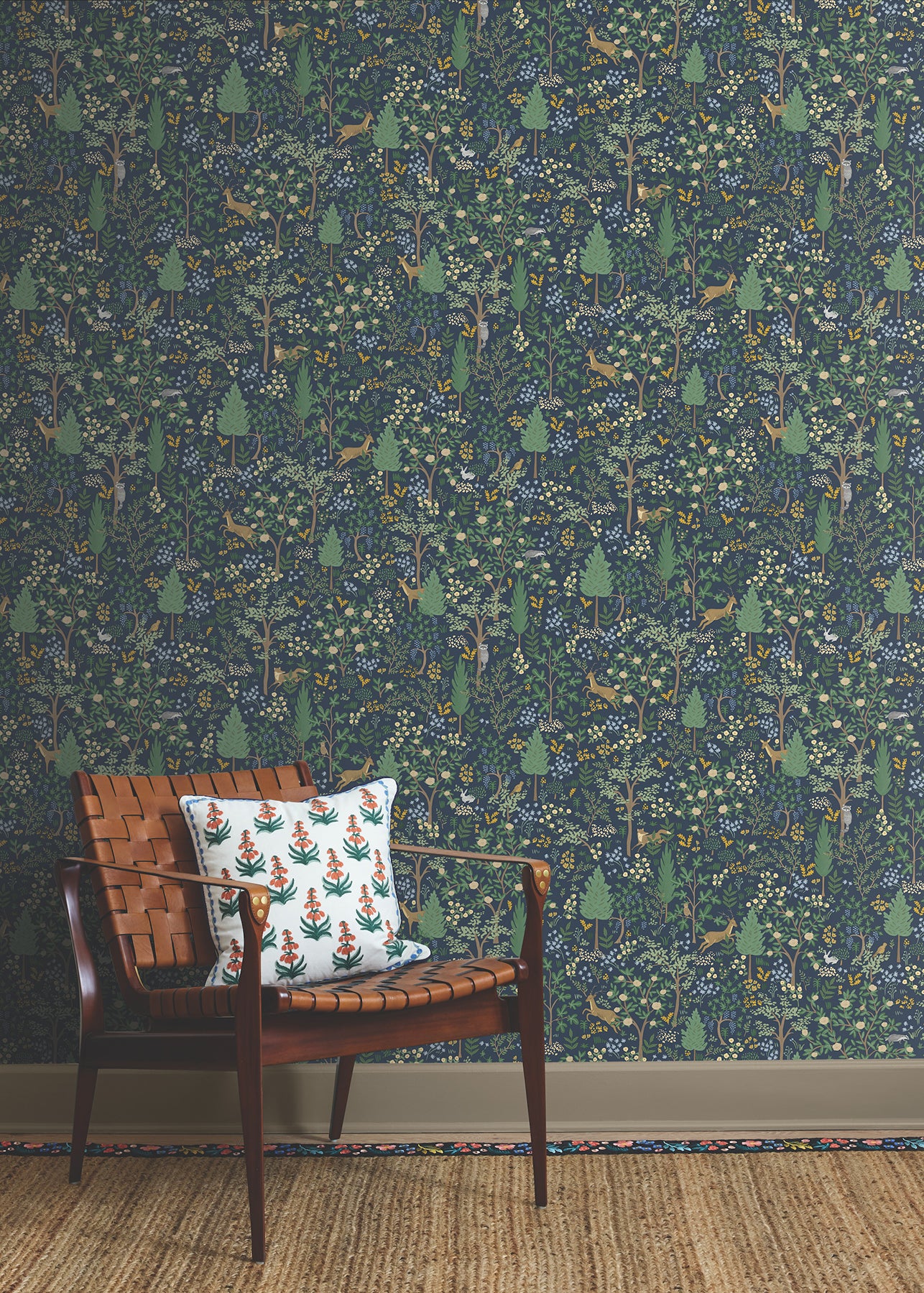 York Wallcoverings Peel and Stick Rifle Paper 3 Woodland Navy Peel and Stick Wallpaper Whimsical Animals and Insects Blues  Wallpaper - PSW1547RL