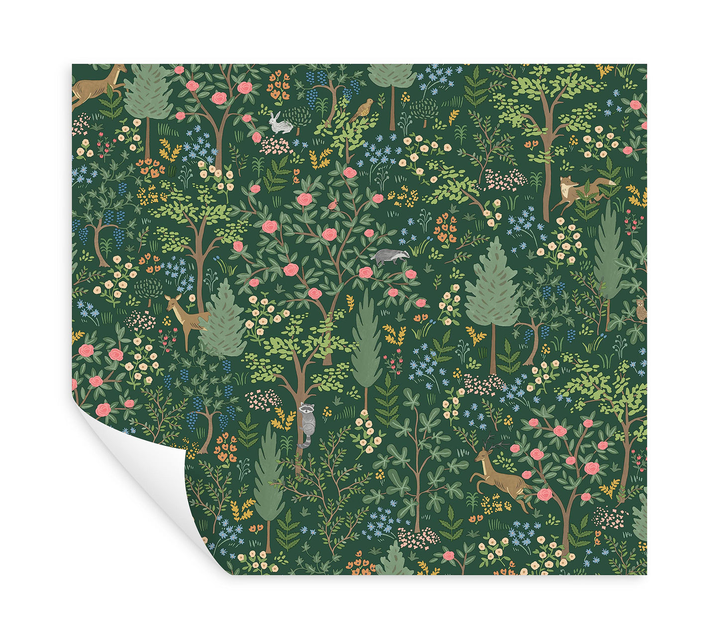 York Wallcoverings Peel and Stick Rifle Paper 3 Woodland Emerald Peel and Stick Wallpaper Whimsical Animals and Insects Greens  Wallpaper - PSW1548RL