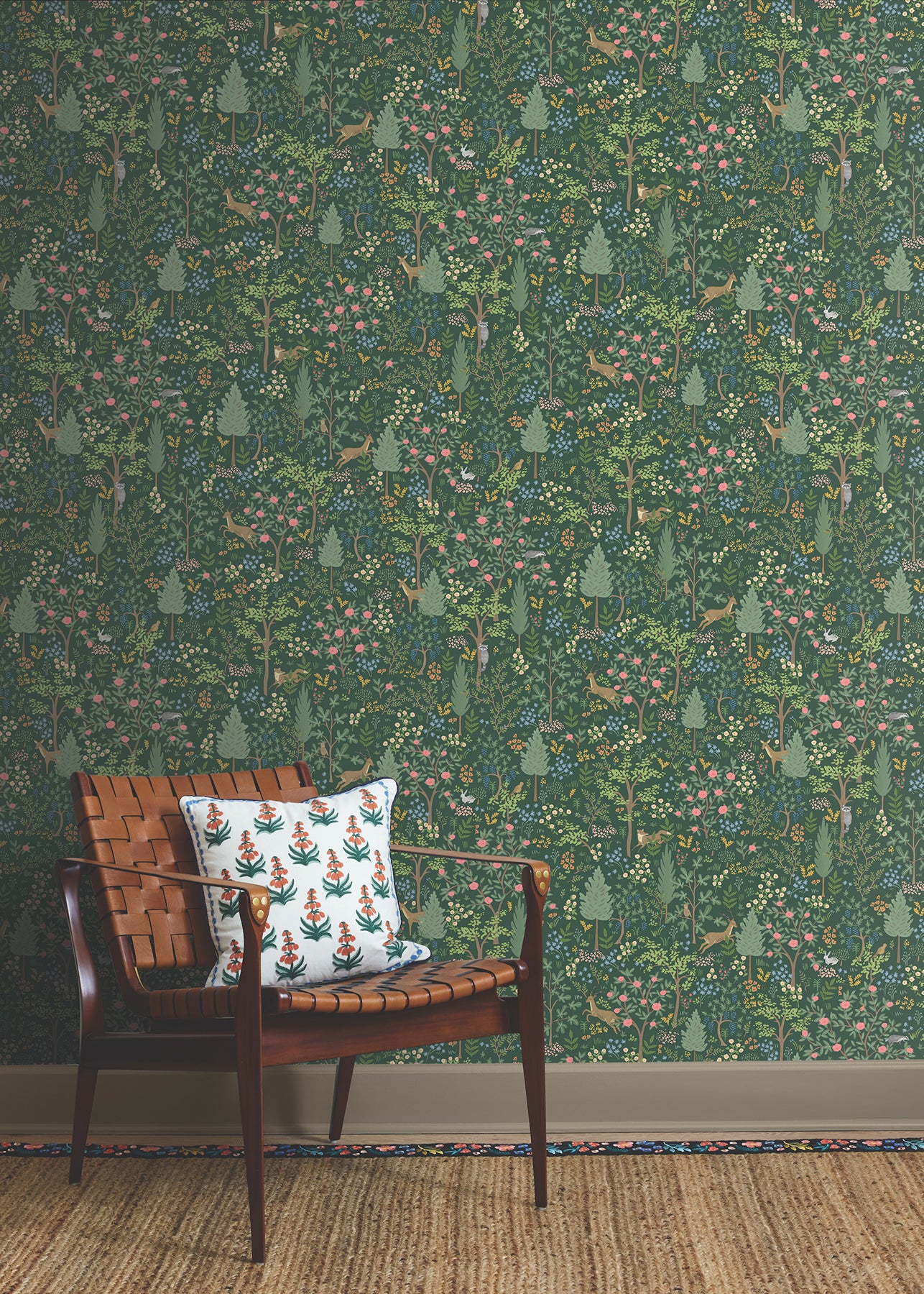 York Wallcoverings Peel and Stick Rifle Paper 3 Woodland Emerald Peel and Stick Wallpaper Whimsical Animals and Insects Greens  Wallpaper - PSW1548RL