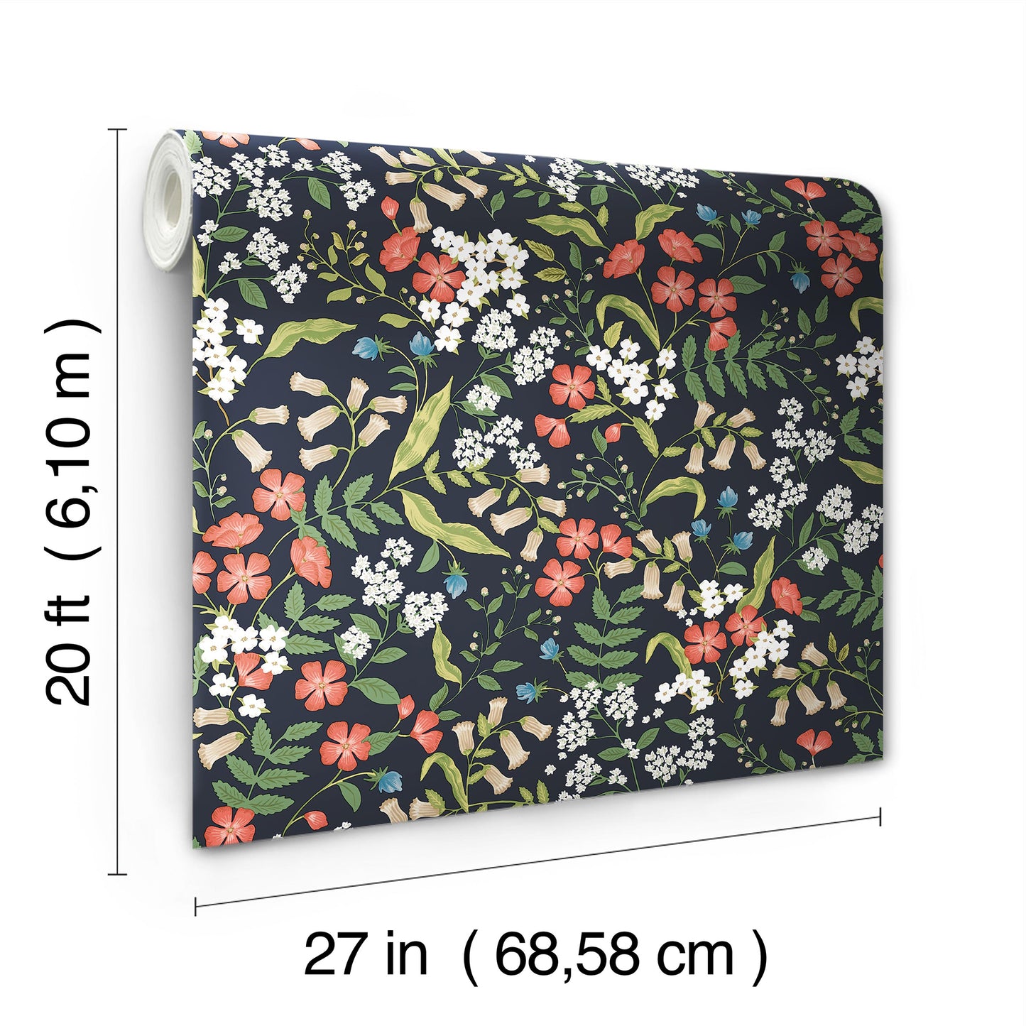 York Wallcoverings Peel and Stick Rifle Paper 3 Sweetbrier Black Peel and Stick Wallpaper Whimsical Florals and Flowers Blacks  Wallpaper - PSW1549RL