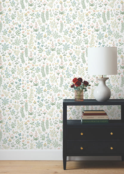 York Wallcoverings Peel and Stick Rifle Paper 3 Menagerie Garden Blush Multicolor Peel and Stick Wallpaper Whimsical Florals and Flowers Pinks  Wallpaper - PSW1550RL