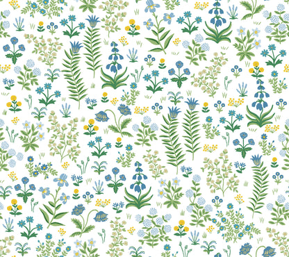 York Wallcoverings Aviva Stanoff Menagerie Garden Blue Multicolor Peel and Stick Wallpaper Whimsical Florals and Flowers Blues  Wallpaper - PSW1551RL