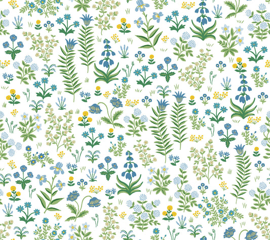 York Wallcoverings Aviva Stanoff Menagerie Garden Blue Multicolor Peel and Stick Wallpaper Whimsical Florals and Flowers Blues  Wallpaper - PSW1551RL