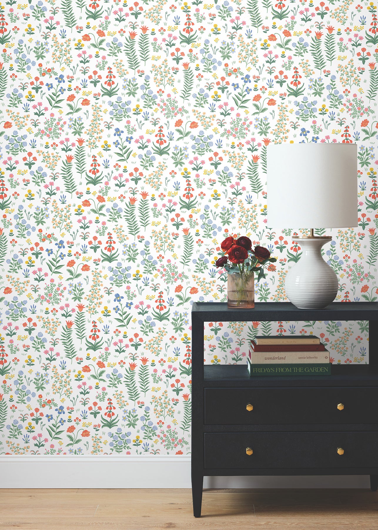 York Wallcoverings Aviva Stanoff Menagerie Garden Rose Multicolor Peel and Stick Wallpaper Whimsical Florals and Flowers Reds  Wallpaper - PSW1552RL