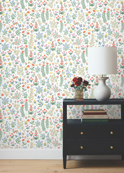 York Wallcoverings Aviva Stanoff Menagerie Garden Rose Multicolor Peel and Stick Wallpaper Whimsical Florals and Flowers Reds  Wallpaper - PSW1552RL
