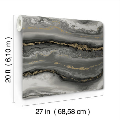 York Wallcoverings Aviva Stanoff Shifting Sands Onyx Peel and Stick Wallpaper Bohemian Modern Blacks  Wallpaper - PSW1561RL