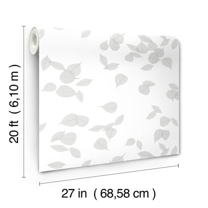 York Wallcoverings Aviva Stanoff Inner Peace Salt Grey Peel and Stick Wallpaper Transitional Botanical Greys  Wallpaper - PSW1562RL