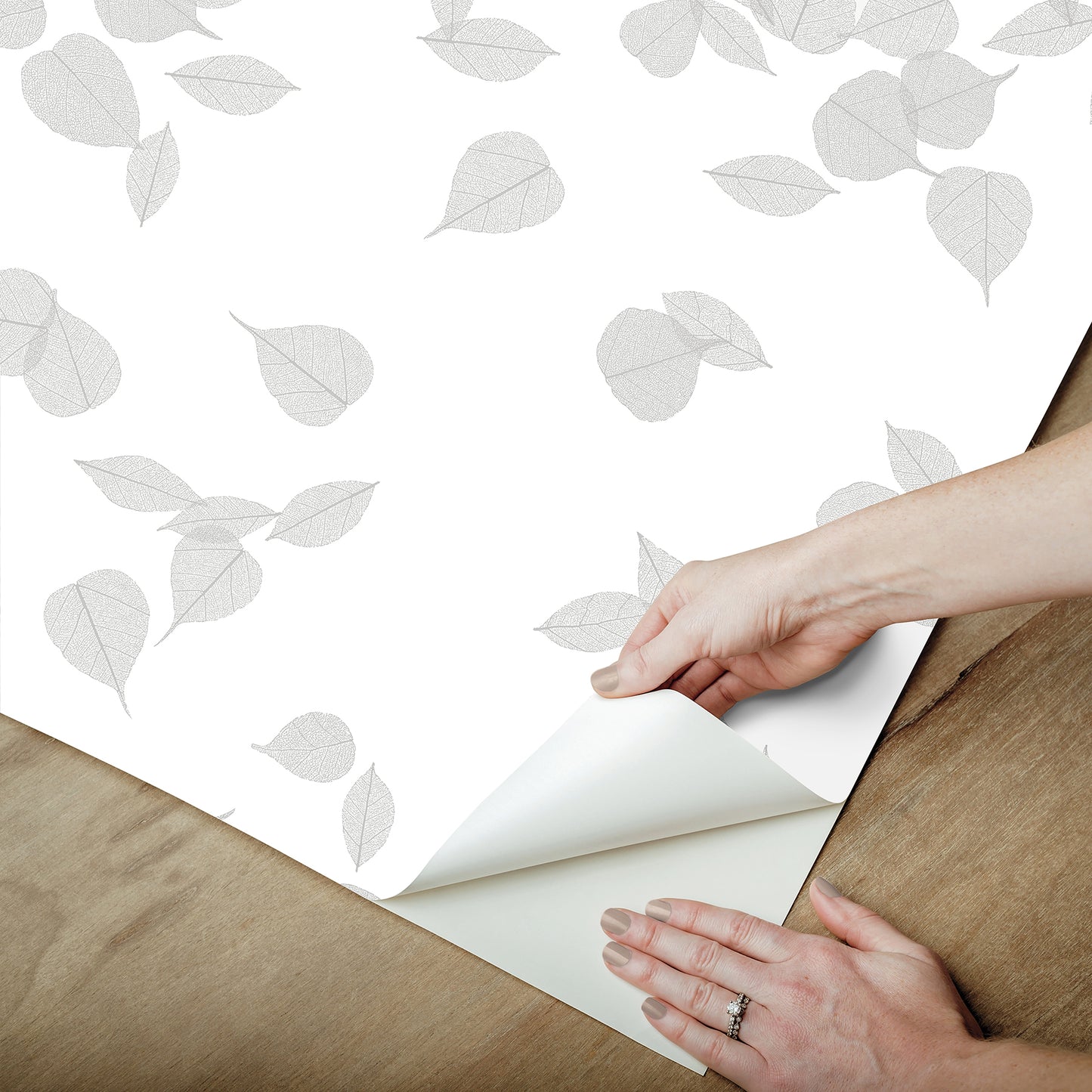 York Wallcoverings Aviva Stanoff Inner Peace Salt Grey Peel and Stick Wallpaper Transitional Botanical Greys  Wallpaper - PSW1562RL