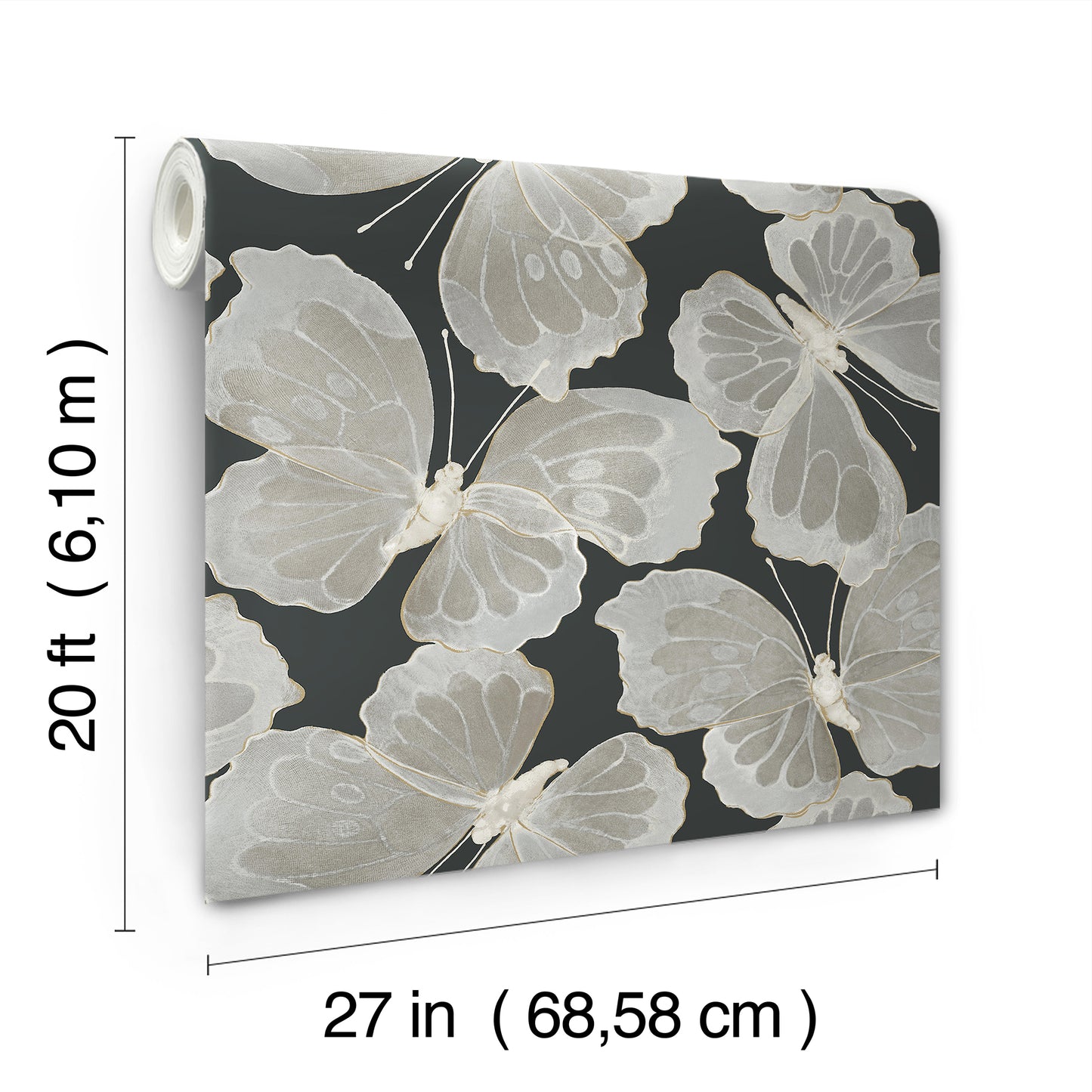 York Wallcoverings Aviva Stanoff Monarch Onyx Peel and Stick Wallpaper Kids Animals and Insects Blacks  Wallpaper - PSW1565RL