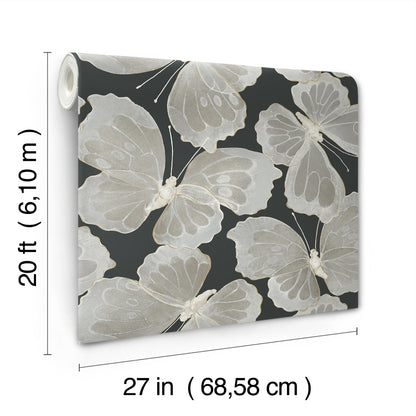 York Wallcoverings Aviva Stanoff Monarch Onyx Peel and Stick Wallpaper Kids Animals and Insects Blacks  Wallpaper - PSW1565RL